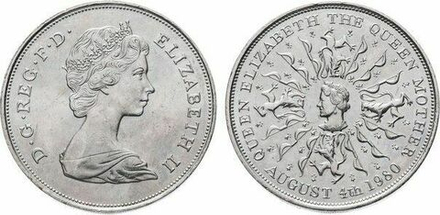 Великобритания 25 пенсов, 1980 80 лет со дня рождения Королевы-Матери