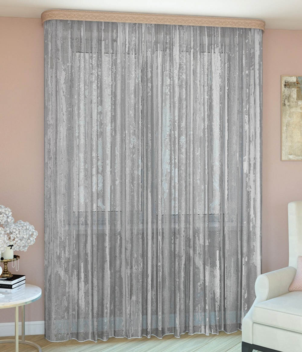 Тюль Legrand Дождь серый с утяжелителем