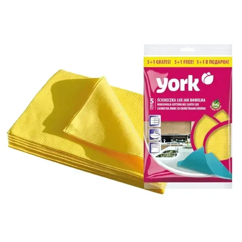 Салфетка Люкс сверхвлаговпитывающая 5шт +1шт 'YORK'