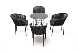 "Конте" обеденная группа на 4 персоны, круглый стол, цвет "серый гранит"