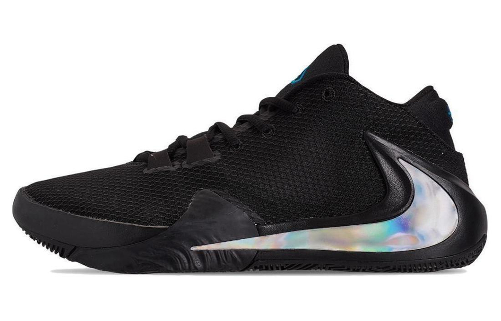 Nike Freak 1 letter brother holographic pearl rainbow non-slip lightweight low-top basketball shoes for men and women the same style black