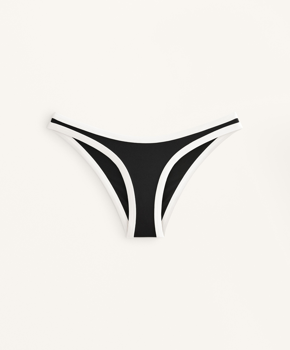 OYSHO Плавки-бикини с контрастной отделкой U-образный вырез, черный