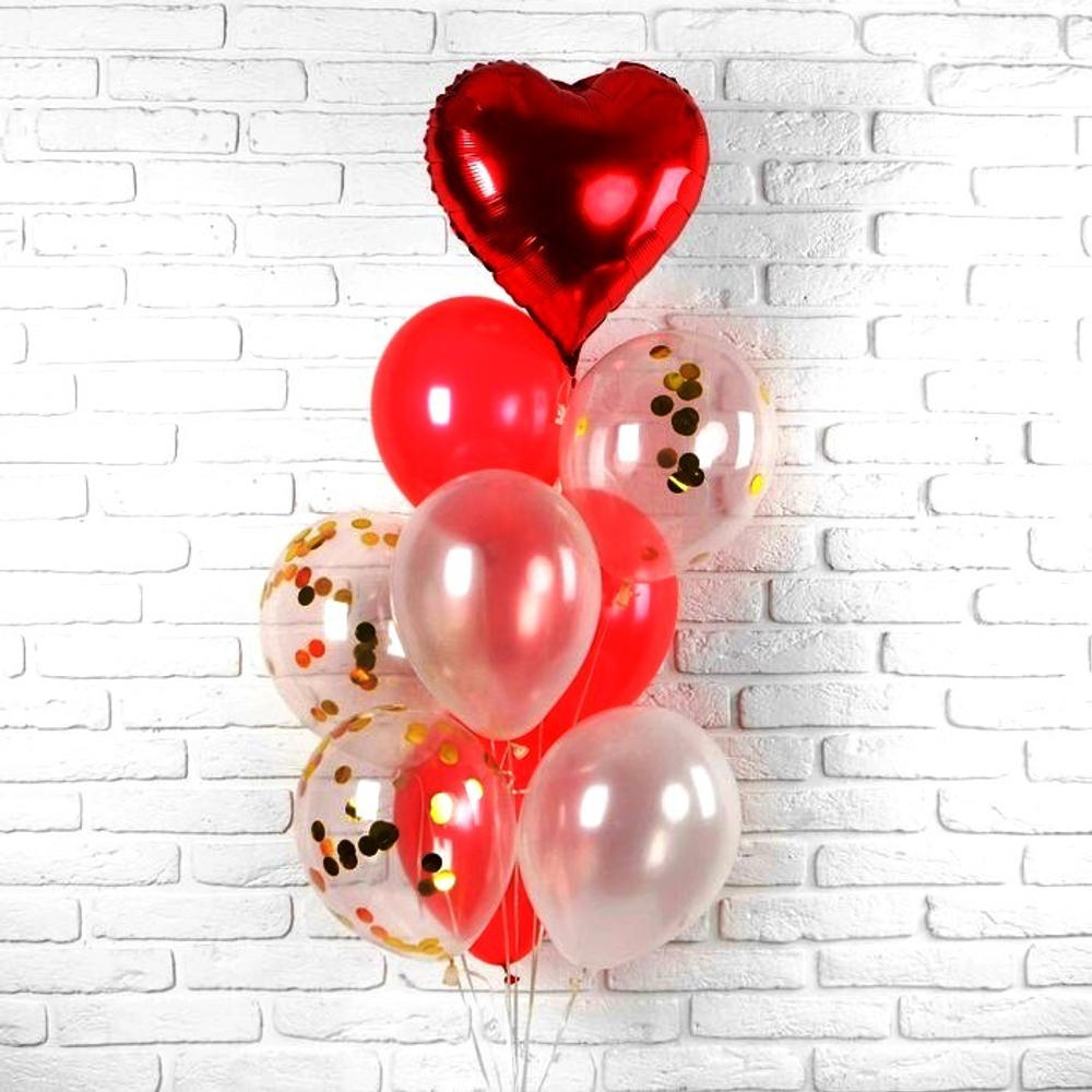 Воздушные шары, букет Любовь, набор 9 шт. гелий