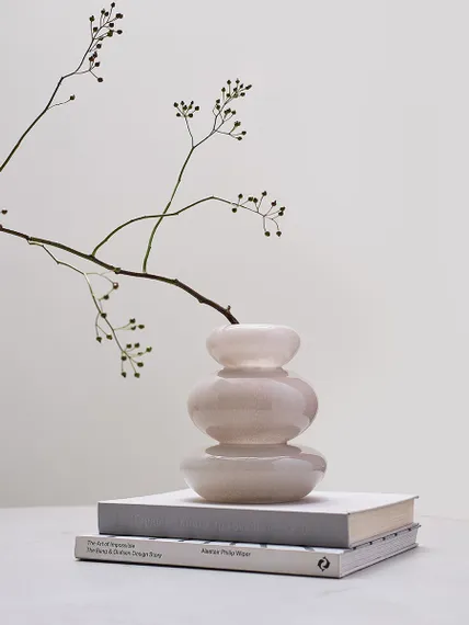 Ваза riverstone, 20 см, жемчужно-серая