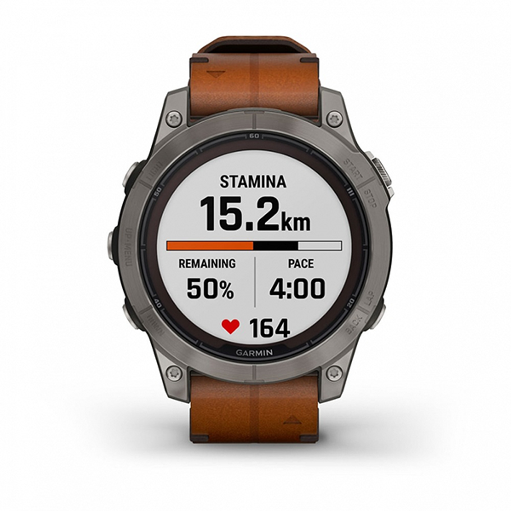 Умные часы Garmin FENIX 7 PRO Sapphire Solar 47мм титановый серый с коричневым кожаным ремешком