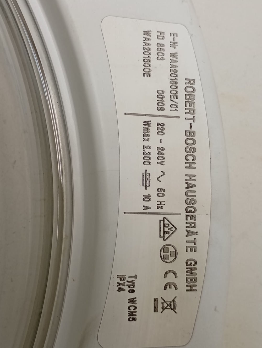 WAA20160OE/01 кт47 Люк загрузочный для стиральной машины Bosch б/у