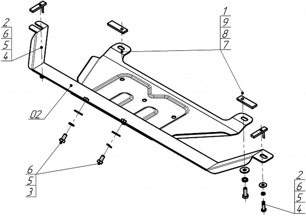 Защита РК. 2 мм, Сталь. для KGM Rexton 2023-н.в., Motodor.72807