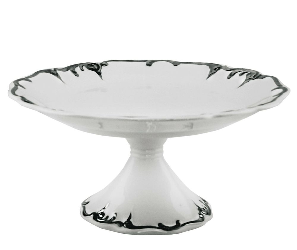 Lenardi 666-392 Фруктовница 27см на ножке ARGENTO в под.уп.(х4)Фарфор
