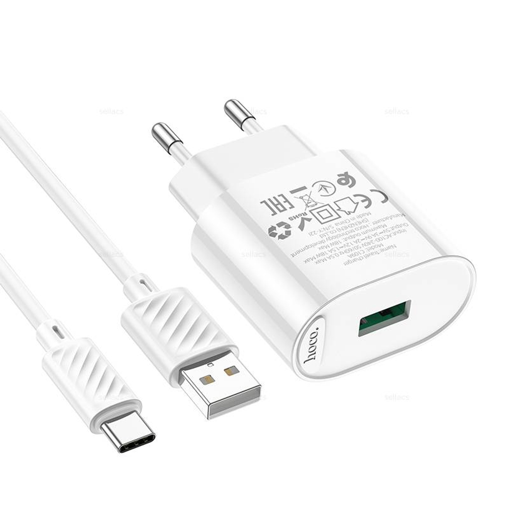 Зарядное устройство на Type-C Hoco C109A QC3.0 (white)