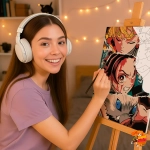 Картина по номерам Клинок рассекающий демонов Танджиро Камадо, Зеницу Агацума, Иноске Хашибира