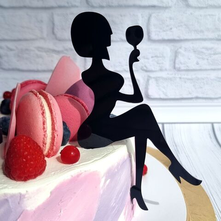 Топпер «Силуэт» девушка с бокалом, черный