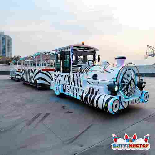 Безрельсовый паровозик «Зебралайт» 2 вагона, 25 мест, для парка