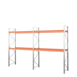 Две секции стеллажа металлического паллетного 2500х1800х1100 мм (70.1.5). Ярусы: пол+2