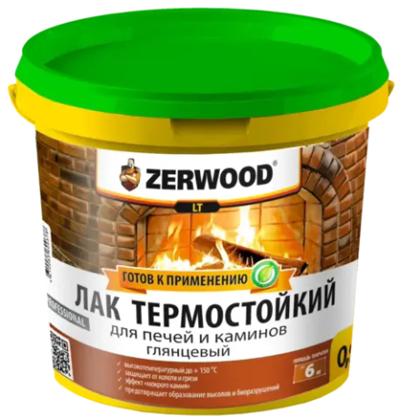ZERWOOD LT  Лак акриловый термостойкий для печей и каминов глянцевый  0,9кг (ИжСинтез)