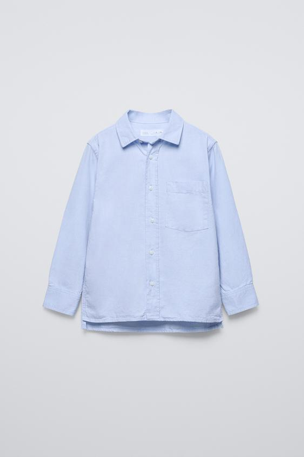 ZARA РУБАШКА ИЗ РЕЛЬЕФНОЙ ТКАНИ С КАРМАНОМ, НЕБЕСНО-ГОЛУБОЙ