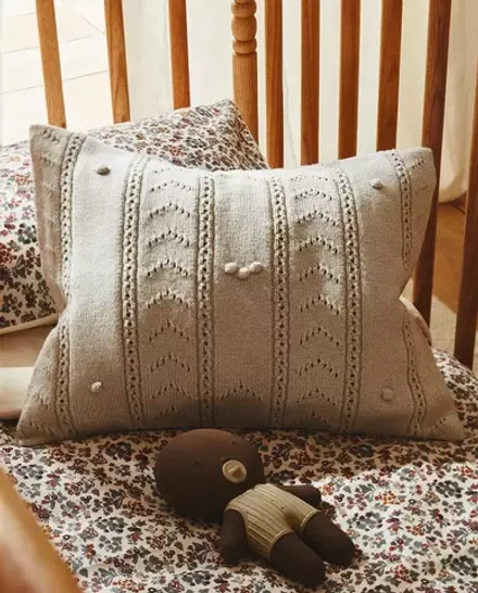 ZARA HOME ДЕТСКИЙ ЧЕХОЛ ДЛЯ ДЕКОРАТИВНОЙ ПОДУШКИ, ЗЕЛЕНЫЙ