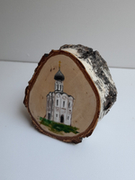 Панно миниатюры на подставке. Рисунки на спилах дерева