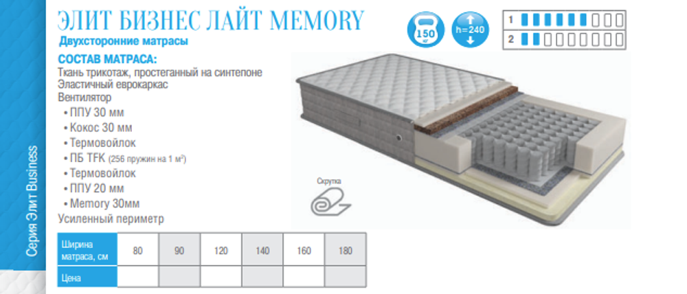 МАТРАС ЭЛИТ БИЗНЕС ЛАЙТ МЕМОРИ
