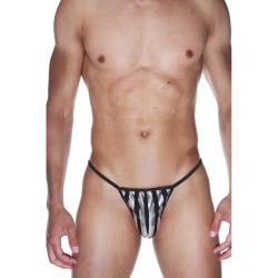 Мужские трусы стринги черные в серебристую полоску LaBlinque LB15525