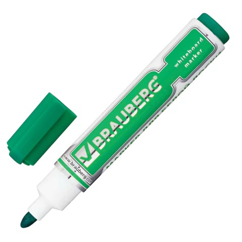 Маркер стираемый для белой доски ЗЕЛЕНЫЙ, BRAUBERG "Neo", 5 мм, с клипом