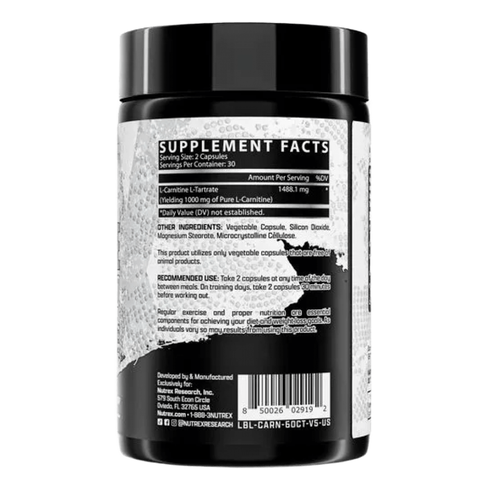 Nutrex Research L-Carnitine 1000, 60 капсул, L-Карнитин