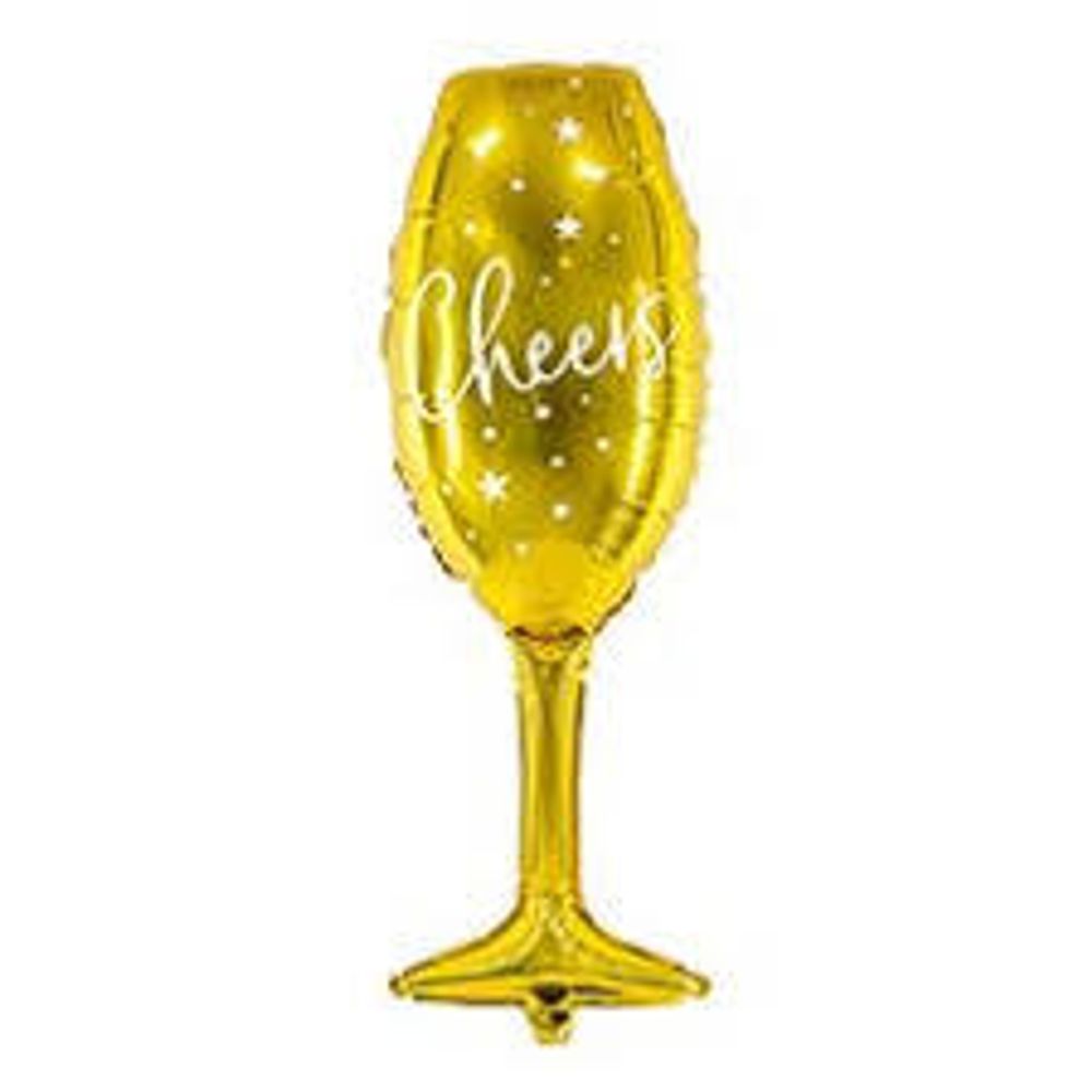 PartyDeco. Бокал CHEERS Gold 80 см