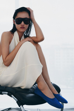 ZARA ЗАМШЕВЫЕ БАЛЕТКИ, ЯРКО-СИНИЙ