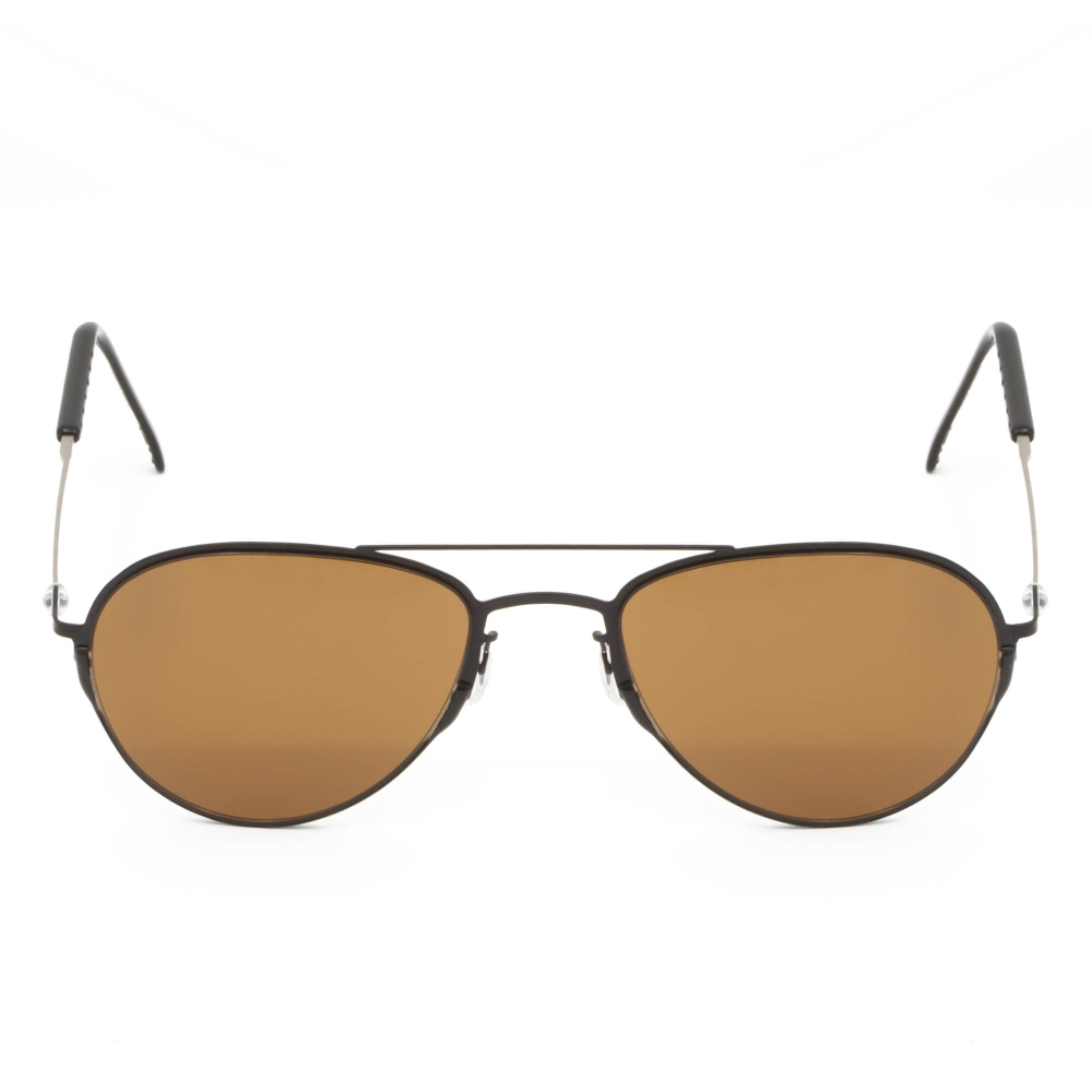 Черные солнцезащитные очки из титана с коричневыми линзами. Модель 08