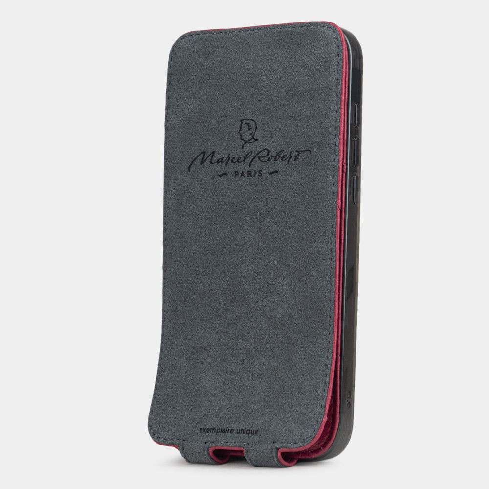 Кожаный чехол для iPhone 16 Pro Max, страус цвета фуксии