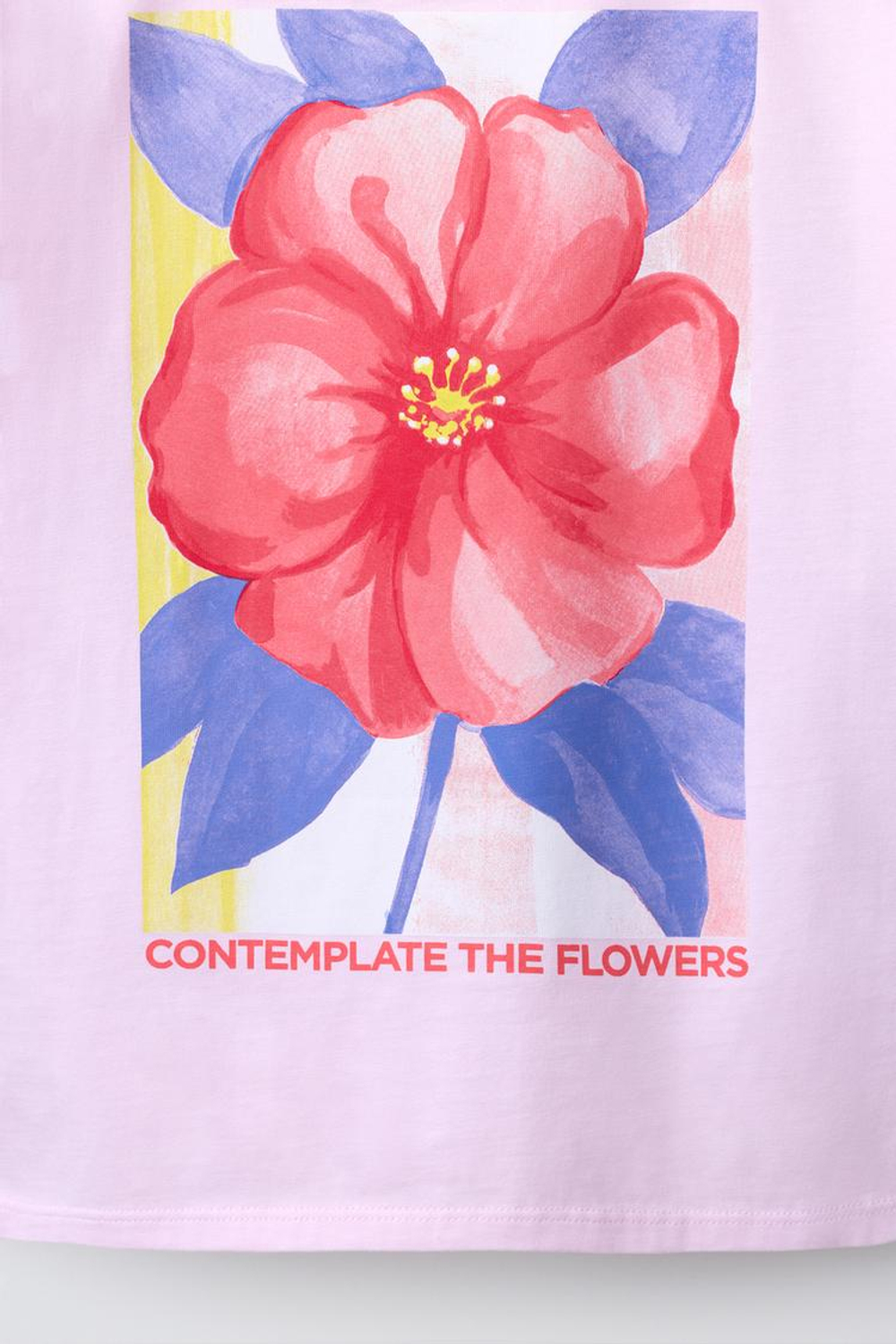 ZARA ФУТБОЛКА С ЦВЕТОЧНЫМ ПРИНТОМ, РОЗОВЫЙ