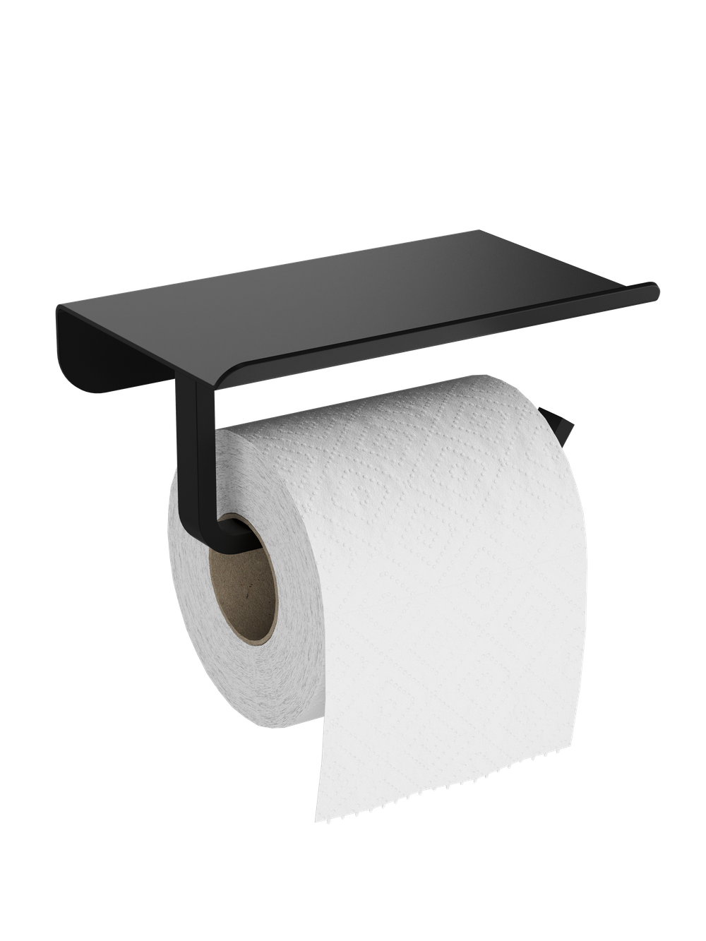 Держатель для туалетной бумаги STWORKI Киркенес S45345BK настенный, матовый черный, с полкой