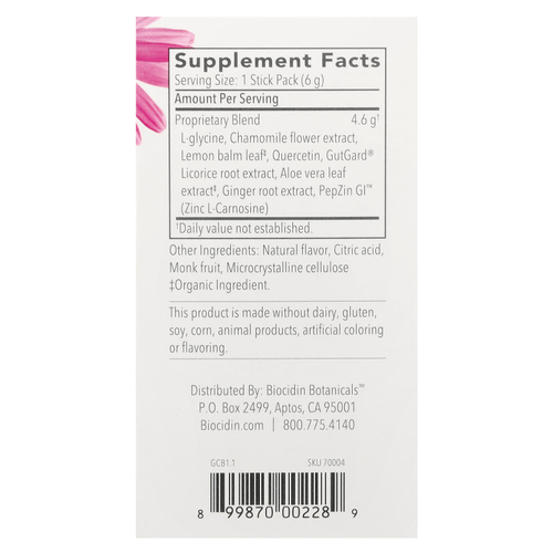 Biocidin Botanicals, G.I. Inner Calm™, лимон и имбирь, 30 стик-пакетов по 6 г (0,21 унции)