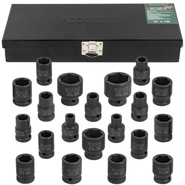 Набор головок ударных 20пр.,1/2''(8-24, 27, 30, 32мм), в металлическом кейсе RockForce##Rock FORCE RF-4203-5MPB