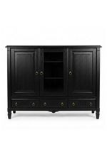 Тумба 180х50х145, Джоли, 3 двери 3 ящика для одежды, для спальни, гостиной, детской, прихожей, массив березы, черный, MAKOSA