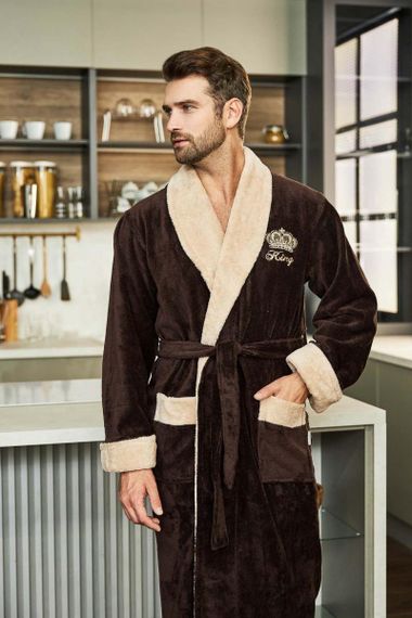 Халат мужской KING без капюшона Коричневый "Polens"