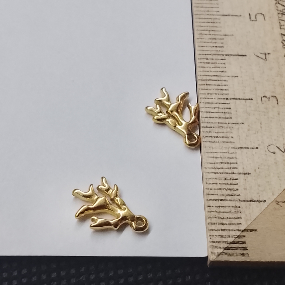 Подвески веточки коралла, сталь, позолота, 5мм, штучно