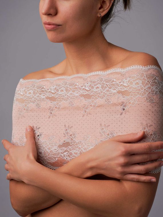 03-287 ОПТ Кружево эластичное 22 см, нюд/айвори