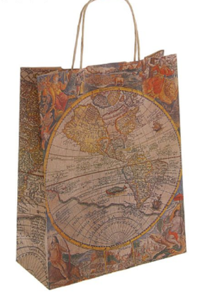 Купить оптом 060-0032 Пакет крафт «Карта» , 25 х 11 х 32 см в Москве