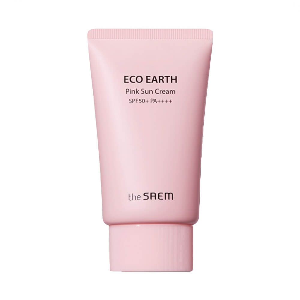 The Saem Eco Earth Pink Sun Cream SPF50+ PA++++ солнцезащитный крем для проблемной кожи