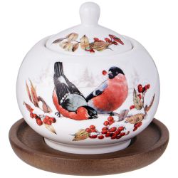 САХАРНИЦА LEFARD "ЛЕСНАЯ СКАЗКА" СНЕГИРИ 380 МЛ НА ДЕРЕВ. ПОДСТАВКЕ (КОР=36ШТ.)