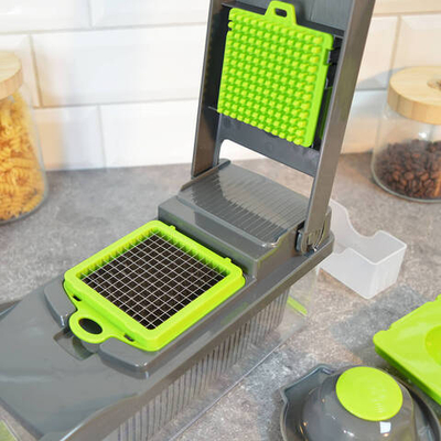 Овощерезка SA-VS04BK, 12 аксессуаров, цвет серый/зеленый