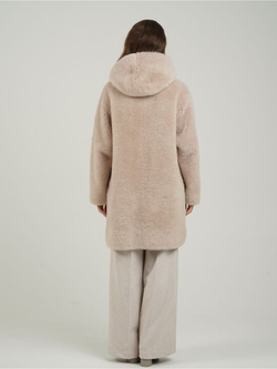 Шуба из шерсти чебурашка тедди, пудровая, SilverFox