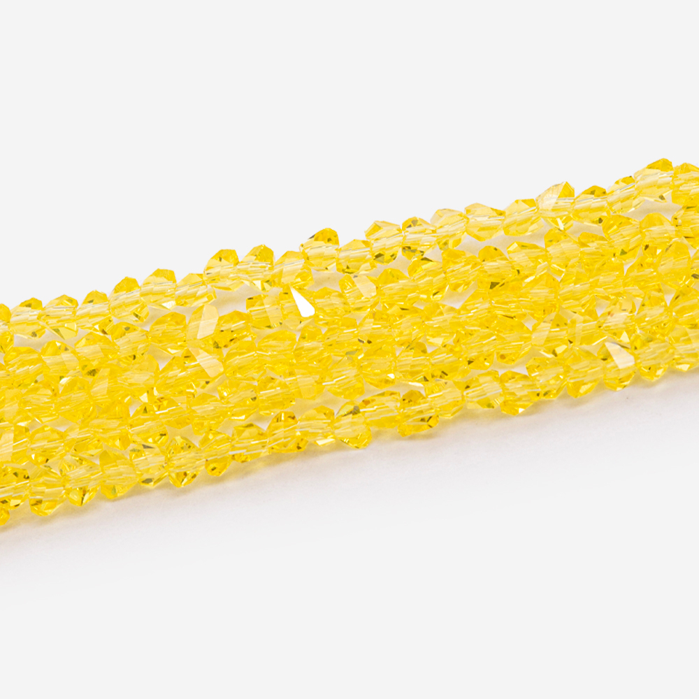 Хрустальные бусины в форме треугольника, оттенок "Желтый", 3*4мм