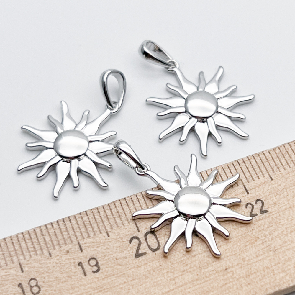 Подвеска Солнце, родиевое покрытие, размер 20*22 мм + бейл, цена за 1 шт