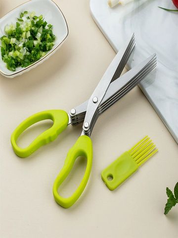 Ножницы для нарезки зелени (5 лезвий), цвет зеленый