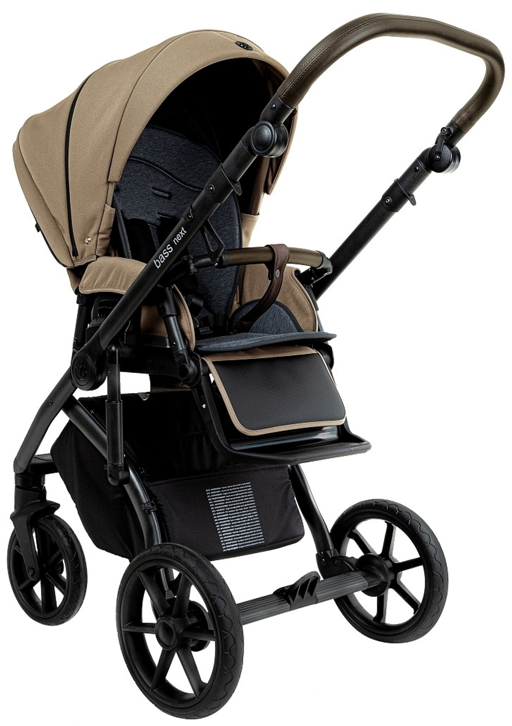 Детская коляска Roan Bass Next 2.0 3 в 1 с автокреслом Pituso Baesa Pro Black BSN/42/2 Mocha Mousse/Black/руч.Cappuccino