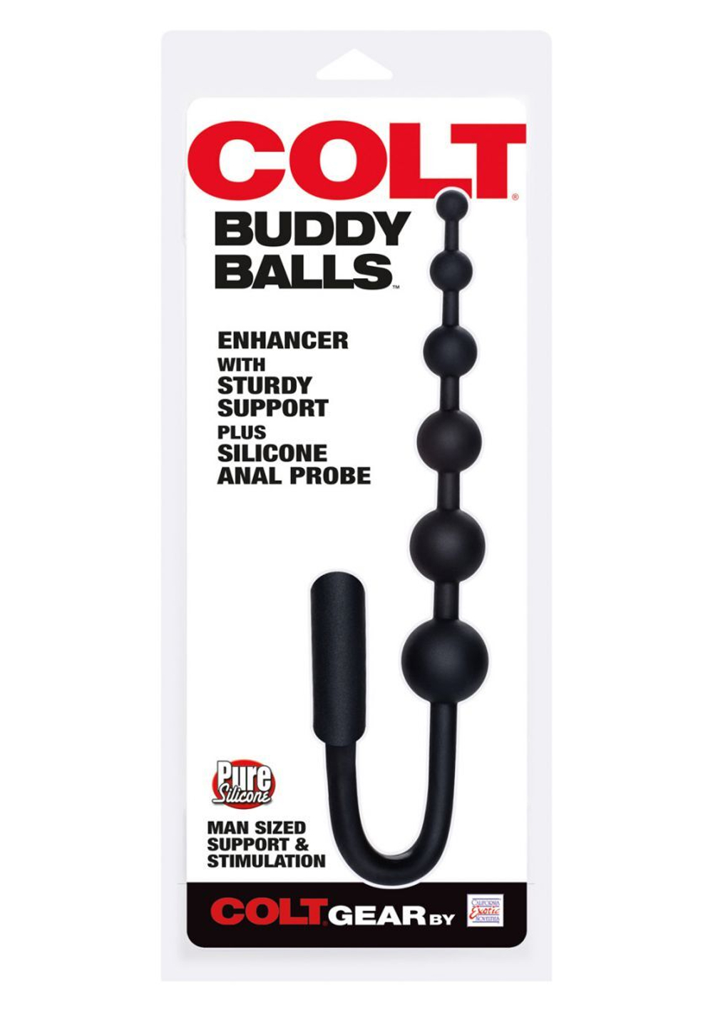 Чёрный анальный стимулятор с кольцом COLT BUDDY BALLS - 18,5 см.