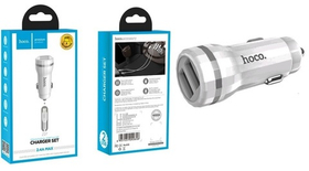 АЗУ USB Hoco Z27 (12W, 2 порта, кабель Lightning) Белый