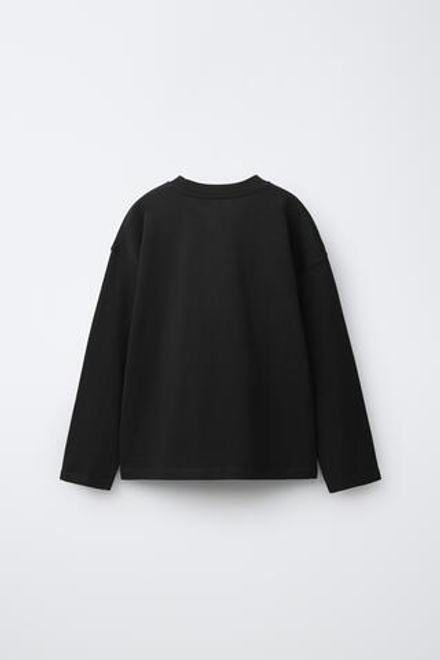 ZARA ОДНОТОННЫЙ ЛОНГСЛИВ, ЧЕРНЫЙ
