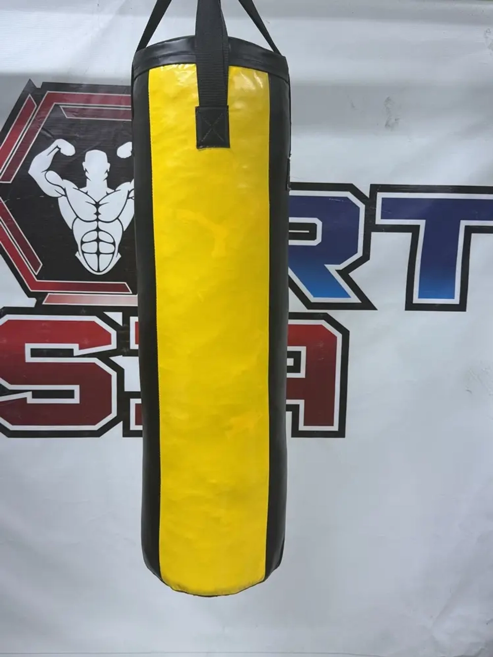 Тренировочная боксёрская груша 100×30 см, вес до 25 кг, чёрно-жёлтая